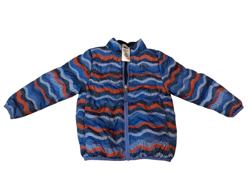 REI Co-op Reversible 650 Down Jacket Toddler 4T Blue Orange Puffer Coat